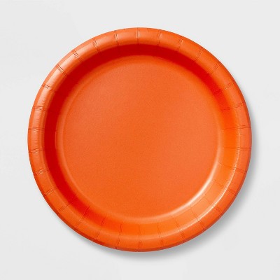 Orange paper shop plates