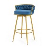 DOMETOUR Swivel Counter Height Bar Stools Set of 2 with Hand-Woven Backrest & Metal Legs Low Back Upholstered Chairs for Island Dining Room - 4 of 4