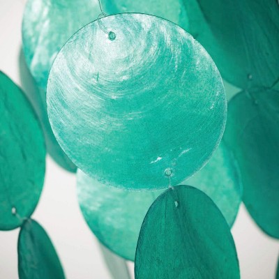 Handcrafted Patina Green Capiz Shell Wind Chime