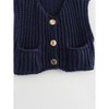Sleeveless Cropped Button Down Cardigan Sweater Vest for Women Trendy Crochet Cable Knit Tops with Pockets - 2 of 3