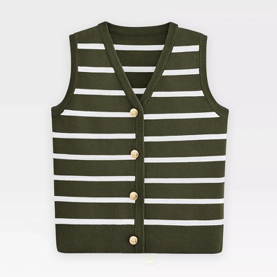 Vest Tops for Women Striped Sweater Vest 2025 Spring V Neck Front Button Striped Lightweight Sweater Woven Vest