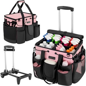 Large Rolling Cleaning Caddy Bag with Wheels, Mobile Cleaning Supplies Organizer for Home, Car, Office and Picnic Use - 1 of 4