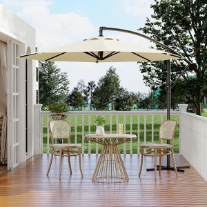10ft Outdoor Cantilever Hanging Offset Umbrella, UV Protection Waterproof for Garden, Deck, Backyard, Pool (Beige) - 1 of 4