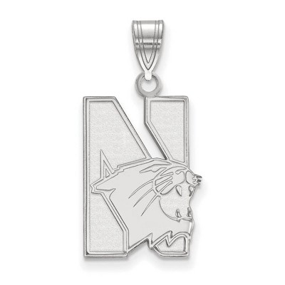 Black Bow Jewelry 14k White Gold Northwestern Wildcats NCAA Large Pendant