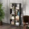 4 Tier Bookshelf, Modern Bookcase For CDs Books Movies, Asymmetrical Book Storage Organizer Space-Saving For Living Room Bedroom Office Kitchen - 3 of 4