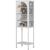 INFURNIC Decorative Bookshelf Metal Glass Door Display Cabinet 5 Tier Adjustable Shelves Modern Storage, White, 19.7"*13.8"*63" - 3 of 4