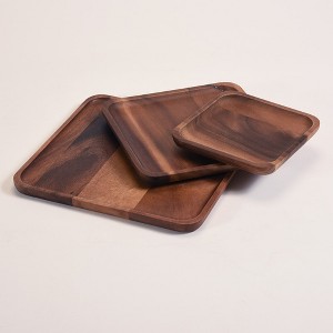 Kalmar Home Solid Acacia Set of 3 Square Plates - 1 of 3