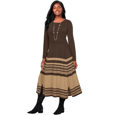 Jessica London Women's Plus Size Fit And Flare Sweater Dress