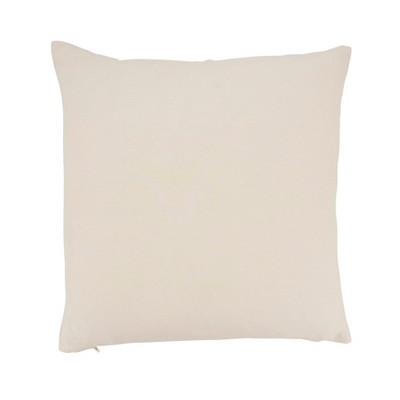 Gray Cotton Pom Pom Square Throw Pillow