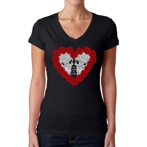 LA Pop Art Women's Word Art V-Neck T-Shirt - Til Death Do Us Part - 1 of 4