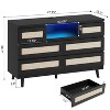 Zstar Rattan 6 Drawers LED Dresser with Charging Station for Closet, Living Room, Hallway - 2 of 4