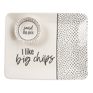 Totalee Gift Pics/Chips Platter & Bowl Set of 2 Ceramic White - 1 of 2