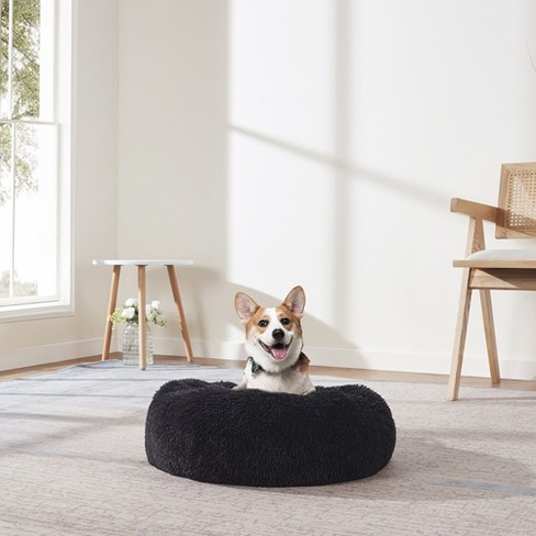 Round Calming Shaggy Faux Fur Donut Pet Bed by Sweet Home Collection® - image 1 of 4