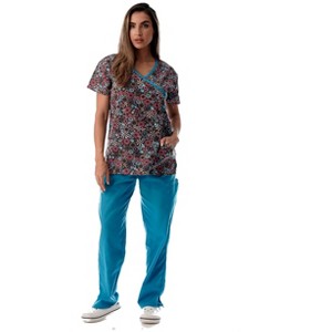 Just Love Nursing Scrubs Set for Women Print Scrubs 1311WJ-2-XS (Brown Paisley, Small) - 1 of 3