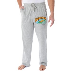DC Comics Men's Vintage Aquaman Character And Logo Loungewear Pajama Pants Heather Grey - 1 of 3
