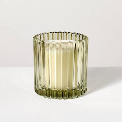 Ribbed Glass Cedar and Lemon Jar Candle Green 8.5oz - Hearth & Hand™ with Magnolia