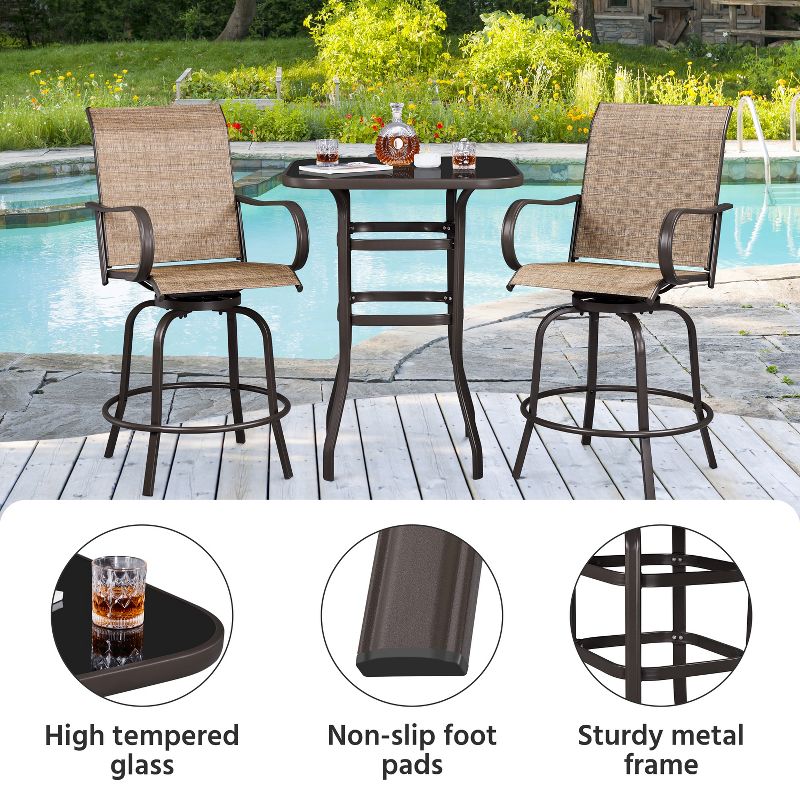 Yaheetech Outdoor Patio Bistro Table with Tempered Glass Tabletop, 5 of 6