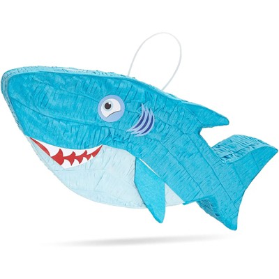 Blue Panda Shark Pinata for Boy Baby Shower, Ocean Theme Birthdays, Under the Sea Party Supplies, 16.6 x 6.5"