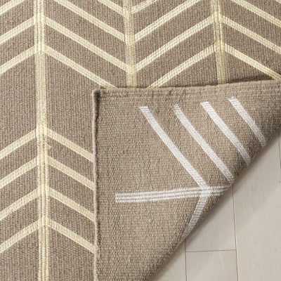 Ivory Wool 5' x 8' Handmade Reversible Flat Woven Rug