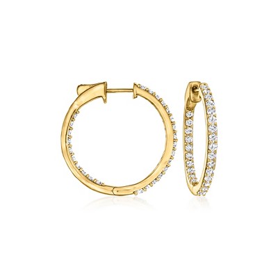 Ross-Simons 1.00 ct. t.w. Diamond Inside-Outside Hoop Earrings in 18kt Gold Over Sterling
