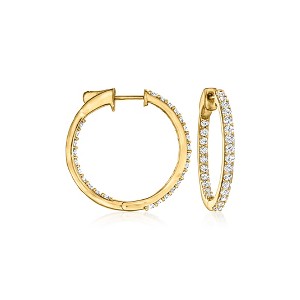 Ross-Simons 1.00 ct. t.w. Diamond Inside-Outside Hoop Earrings in 18kt Gold Over Sterling - 1 of 4