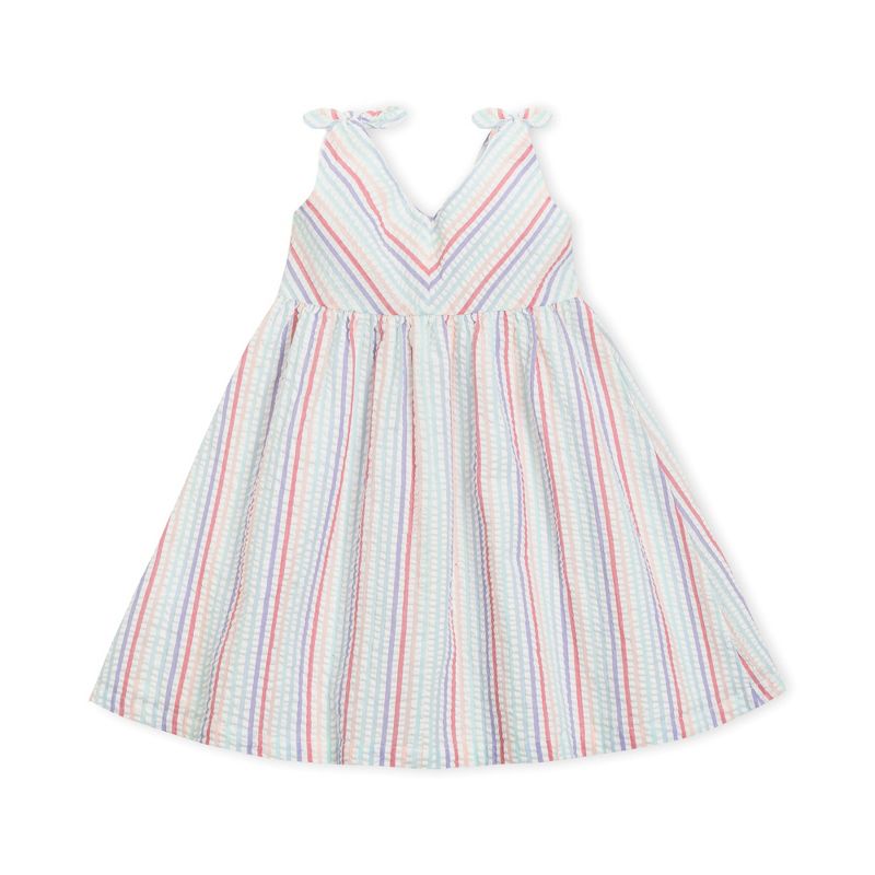 Hope & Henry Girls' Organic Cotton Bow Shoulder Swing Dress, Kids, 3 of 8