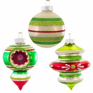 Christopher Radko Company 3.5 Inch Cc Round & Shapes Shiny Brite Tree Ornament Sets - 1 of 4