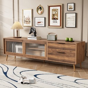 GlasFlength TV Stands and Consoles, Stylish Entertainment Center for Living Rooms, Modern Designs for Classic Interiors, Brown,70.8”*15.7”*21.3" - 1 of 4
