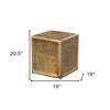 HomeRoots Set of Two Black Silver And Antiqued Brass Aluminum Square Block End Tables - 3 of 4