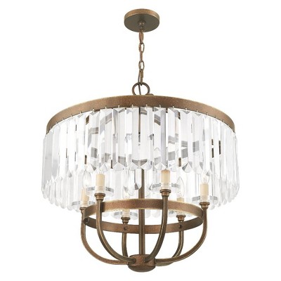 Mini Bronze Crystal Chandelier with Hand Painted Finish