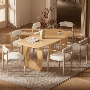 Modern Dining Table Set for 4, 68'' Rectangle Dining Table with 4 Chairs, ith Pedestal Base, Dinner Table for Dining Room, Kitchen-Morden Fort - 1 of 4