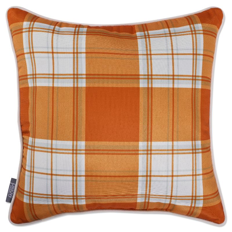 18&#34;x18&#34; Harvest Plaid Square Throw Pillow Orange - Pillow Perfect, 1 of 4