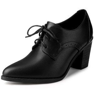 Perphy Women's Pointy Toe Lace Up Block Heels Ankle Booties - 1 of 3