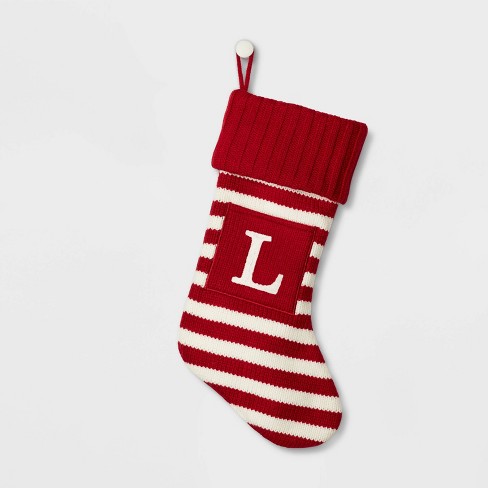 Knit Striped Monogram Christmas Stocking L - Wondershop™ : Target
