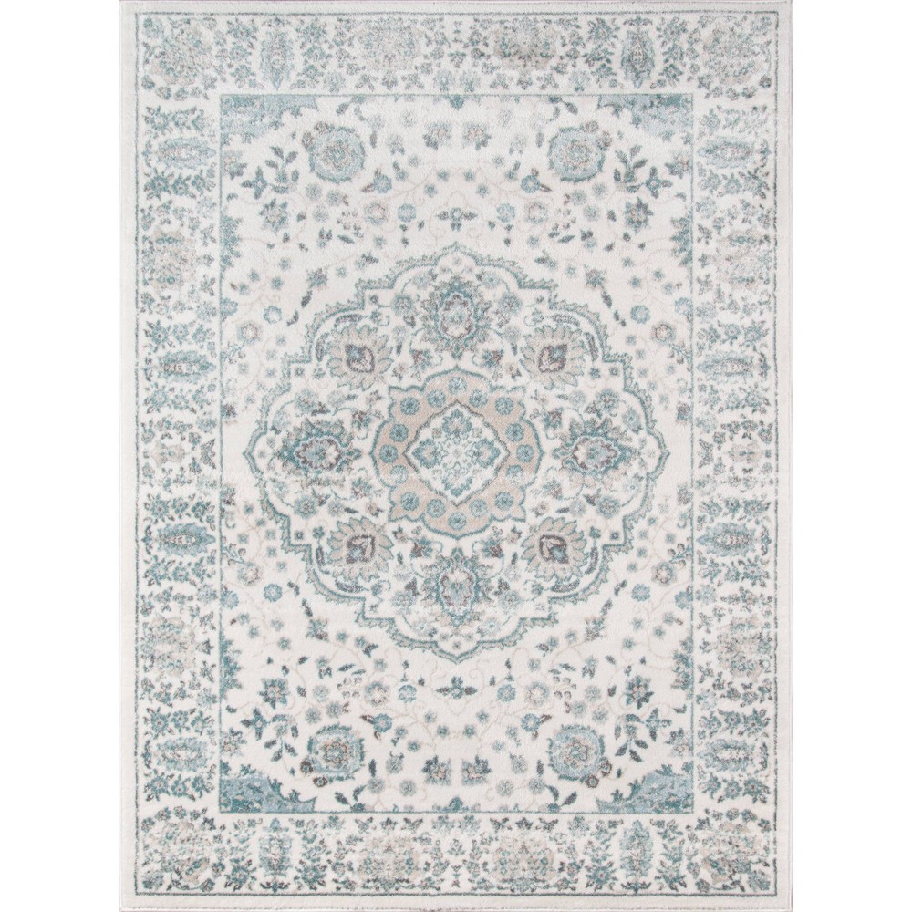 Ivory Medallion Loomed Area Rug 5'3inx7'6in - Momeni