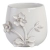 Embossed Floral Ceramic and Stoneware Planter with Sculpted Detailing and Round Body Design - 2 of 4