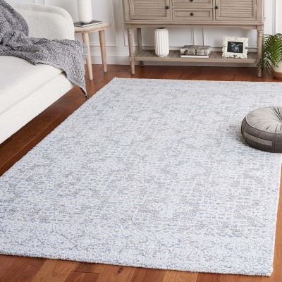 Gray Rectangular Tufted Wool and Synthetic Area Rug