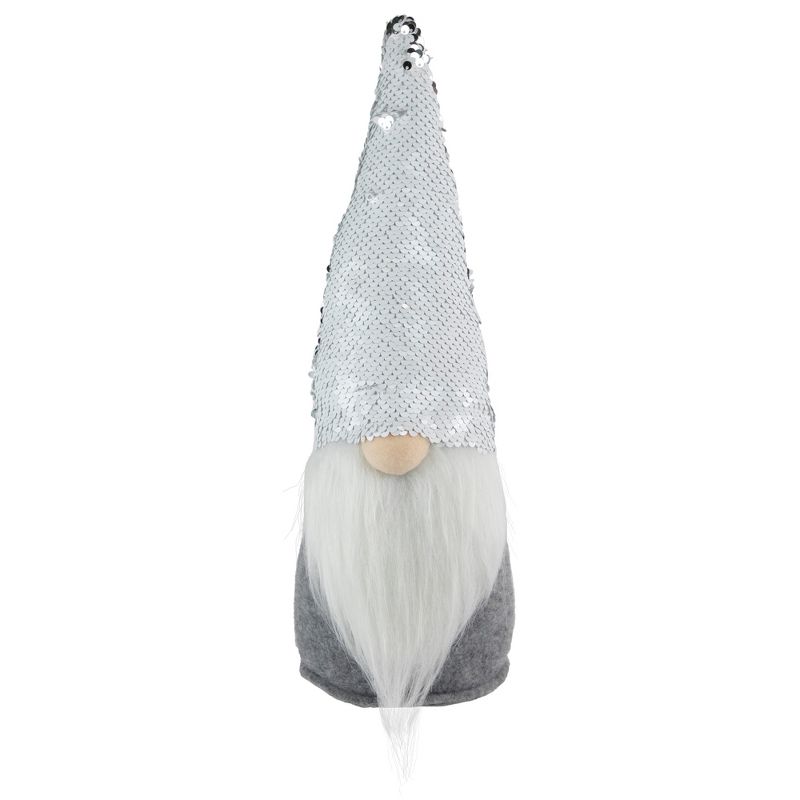 Northlight 14" Gray Standing Christmas Gnome with Silver Flip Sequin Hat, 5 of 8