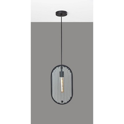 Landon Black Glass Faceted Pendant Light with Adjustable Height