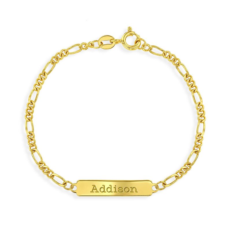 Girls' Classic Figaro ID Bracelet Sterling Silver Gold Plated - In Season Jewelry, 1 of 5
