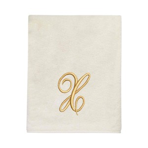 Avanti  Ivory with Gold Script Monogram Bath Towel Letter   X - 1 of 3