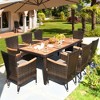 Tangkula 9PCS Rattan Patio Dining Set w/ 8 Stackable Cushioned Chairs Wooden Tabletop - 4 of 4