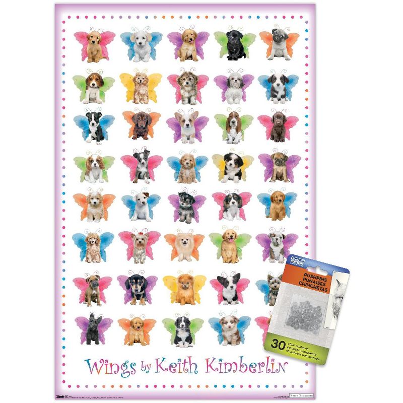 Trends International Keith Kimberlin - Puppies with Butterfly Wings Unframed Wall Poster Prints, 1 of 7