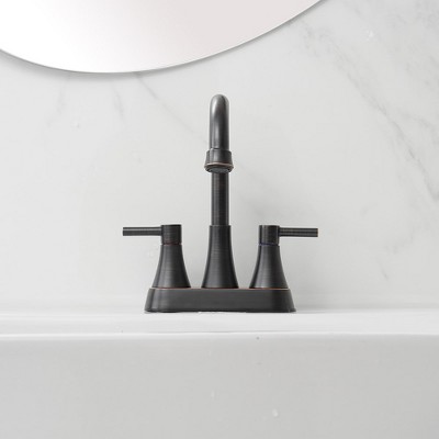 Oil Rubbed Bronze 4-Inch Centerset 2-Handle High-Arc Bathroom Faucet