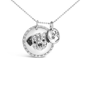 Haus of Brilliance Silver 1/4 Cttw Black Diamond Pitbull Dog Medallion and Charm Pendant - 1 of 4