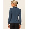 INSPIRE CHIC Women's Elegant Long Sleeve Ruffle Tie Neck Business Work Top - 4 of 4