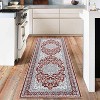 Vintage Washable Area Rug, Floral Medallion, Ultra Soft Accent Carpet for Living Room, Bedroom, Entryway, Non-Slip, Low-Pile - 2 of 4