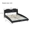 CAVINAS Full/Queen Size Platform Bed Frame with Adjustable Headboard,Faux Leather Upholstered Bed with LED Light,No Box Springs Needed - 3 of 4