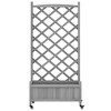 vidaXL Outdoor Planter with Trellis and Wheels - Gray Solid Fir Wood, Spacious Flower Box for Garden/Patio/Terrace, Elegant Mobile Design - 4 of 4