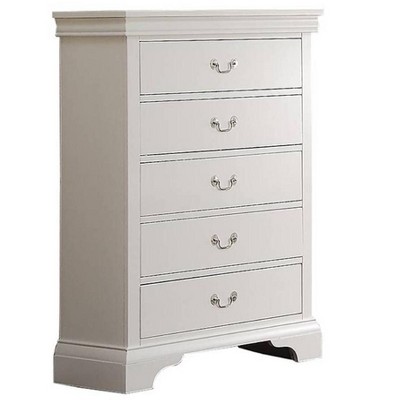 NicBex  5 Drawers Dresser for Bedroom,Classic Wooden Drawers with Silver Handle,Dressers for Kids Room,Living Room,Entry and Hallway,White